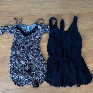 Xhilaration Floral and Black Lace Swim Coverups
